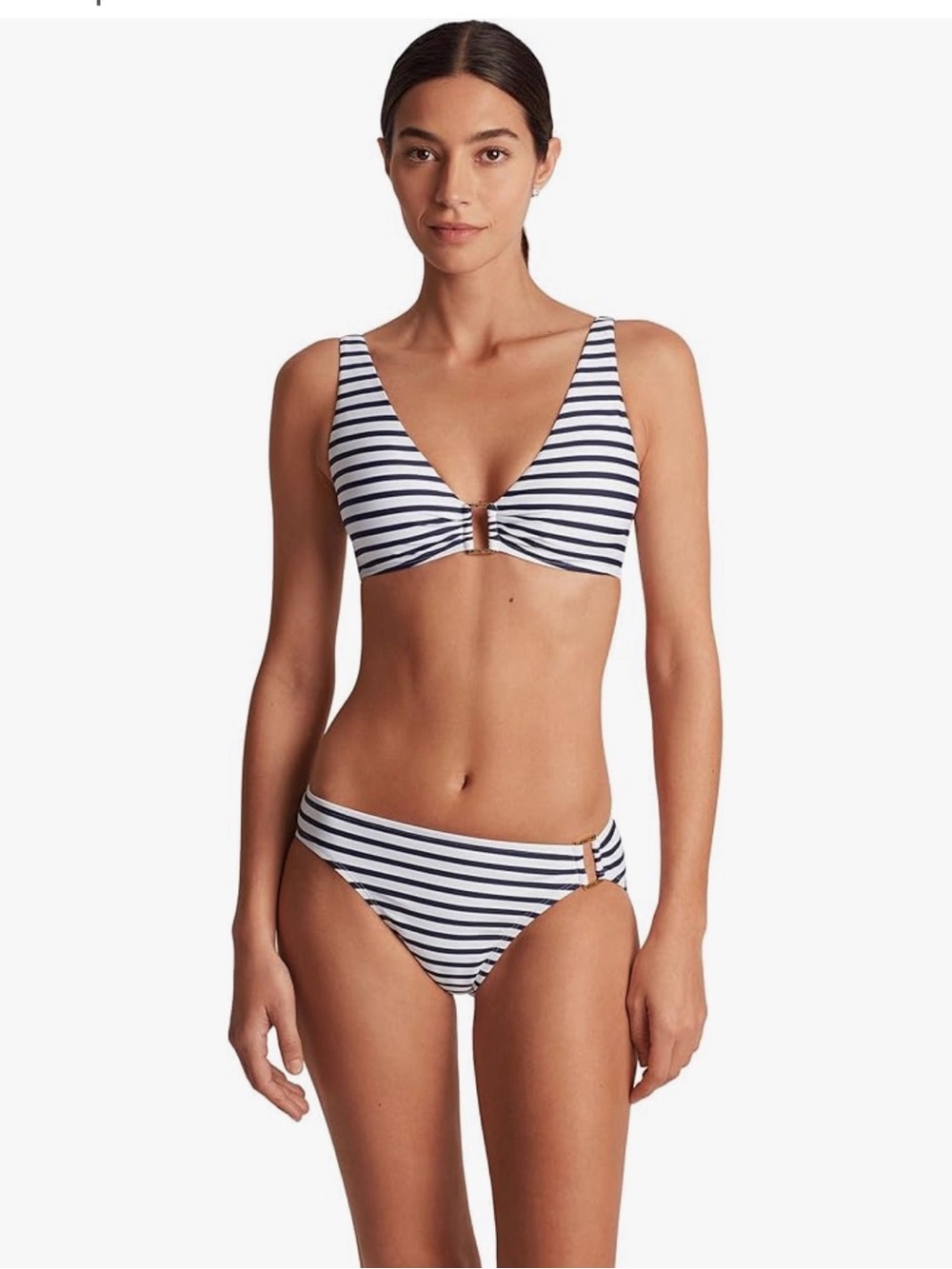 Polo by Ralph Lauren Women’s Striped V-Neck Bikini Top & Bottom Set Size 10